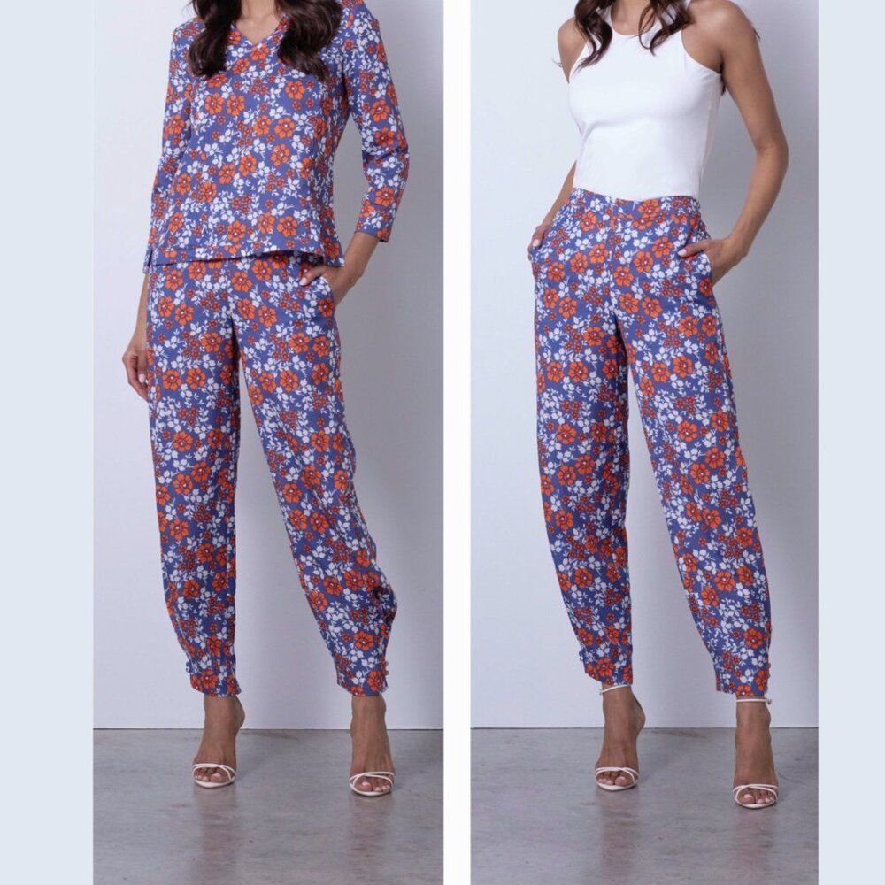Etcetera Floral Print Balloon Harem Style Cabana Pants Size 6